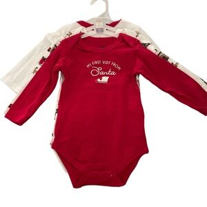Set of THREE long sleeve Christmas one pieces size 9-12 nwt